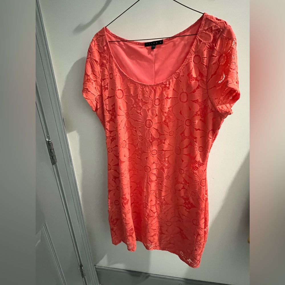 Tiana B pink lace shift dress size large